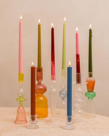 Castiçal Aura em Vidro - 25x5 cm